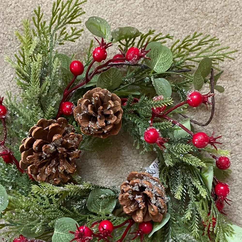 Festive Green and Red Holiday Wreath